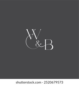 initial with line WB monogram wedding logo concept letter luxury curvy style