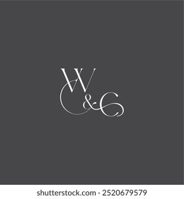 inicial com linha WC monograma casamento logotipo conceito carta luxo curvy estilo