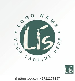 Inicial LIS arañazos de fuente con cerezas o aceitunas tropical sabroso vegetal logo diseño concepto gráfico creativo premium Vector stock Imagen top sell