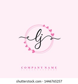Initial LJ beauty handwriting logo template vector
