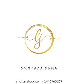 Initial LJ beauty handwriting logo template vector