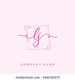 Initial LJ beauty handwriting logo template vector