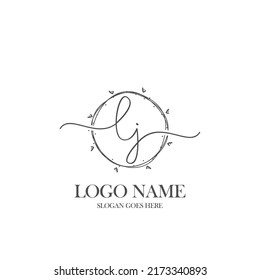 Initial LJ beauty monogram and elegant logo design, handwriting logo of initial signature, wedding, fashion, floral and botanical with creative template.