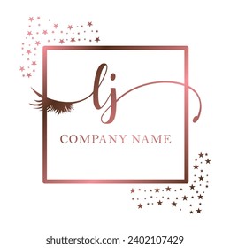 Initial LJ calligraphy company eye and eyelash handwriting