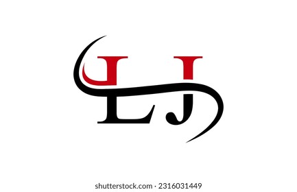 Initial LJ letter Logo With Swoosh Design Graphic Vector Template for Business and Company Identity.