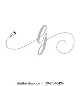 Initial LJ logo handwriting business illustration fashion simple