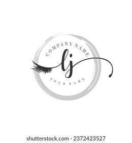 Initial LJ monogram eye and eyelash handwriting