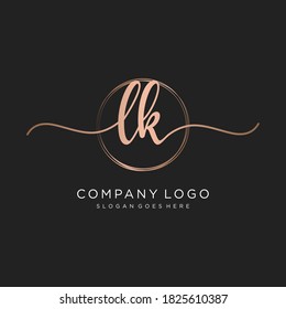 Initial LK beauty monogram and elegant logo design, handwriting logo of initial signature, wedding, fashion, floral and botanical with creative template.