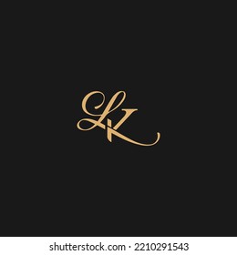 Initial LK letter Logo Design vector Template. Abstract Black Letter LK script logo