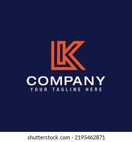 initial LK letter Logo Line Design Template Vector
