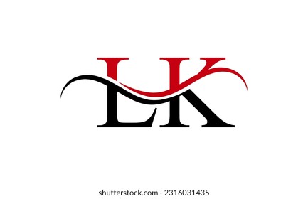 Logotipo inicial de la letra LK con plantilla de vectores gráficos de diseño Swoosh para identidad de empresa y empresa.
