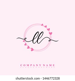 Initial LL beauty handwriting logo template vector
