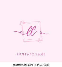 Initial LL beauty handwriting logo template vector