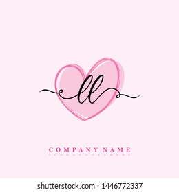 Initial LL beauty handwriting logo template vector