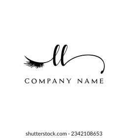 initial LL Logo lash logo eyelash vector modern symbols makeup