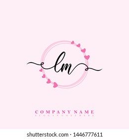 Initial LM beauty handwriting logo template vector
