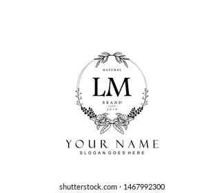 Initial LM beauty monogram and elegant logo design, handwriting logo of initial signature, wedding, fashion, floral and botanical with creative template.