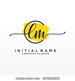 Initial LM beauty monogram and elegant logo design, handwriting logo of initial signature, wedding, fashion, floral and botanical with creative template.