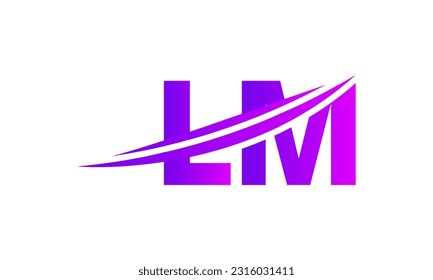 Initial LM letter Logo With Swoosh Design Graphic Vector Template for Business and Company Identity.