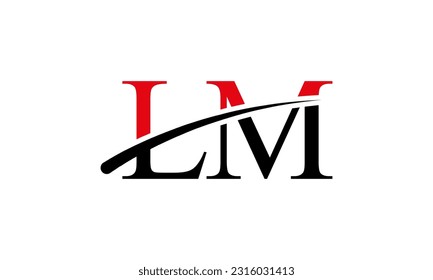 Logotipo de letra LM inicial con plantilla de vectores gráficos de diseño Swoosh para identidad de empresa y empresa.