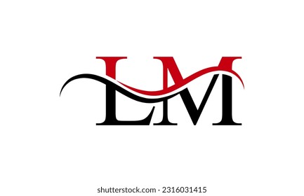 Initial LM letter Logo With Swoosh Design Graphic Vector Template for Business and Company Identity.