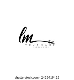 Initial LM logo handwriting floral typography ornament