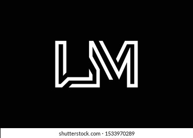 Initial LM ML UM MU modern monogram and elegant logo design, Professional Letters Vector Icon Logo on black background.