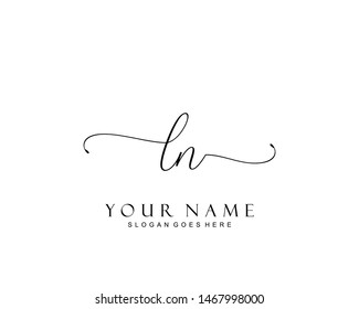 Initial LN beauty monogram and elegant logo design, handwriting logo of initial signature, wedding, fashion, floral and botanical with creative template.