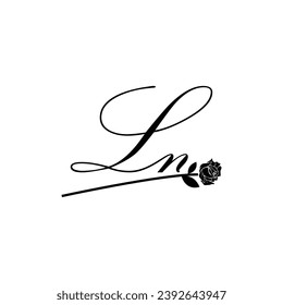 Ornamento de tipografía de flores de escritura LN inicial moderno