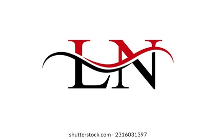 Initial LN letter Logo With Swoosh Design Graphic Vector Template for Business and Company Identity.