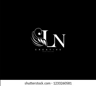 Initial LN letter luxury beauty flourishes ornament monogram logo