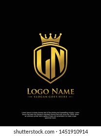 initial LN letter with shield style logo template vector