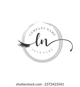 Initial LN monogram eye and eyelash handwriting