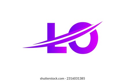 Initial LO letter Logo With Swoosh Design Graphic Vector Template for Business and Company Identity.