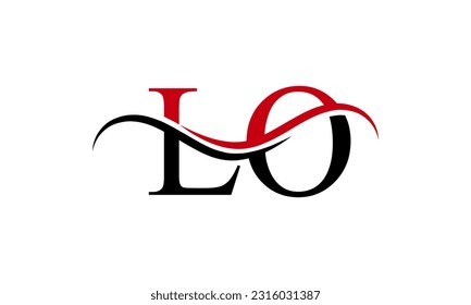 Initial LO letter Logo With Swoosh Design Graphic Vector Template for Business and Company Identity.