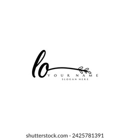 Initial LO logo handwriting floral typography ornament