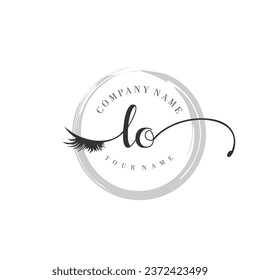 Initial LO monogram eye and eyelash handwriting