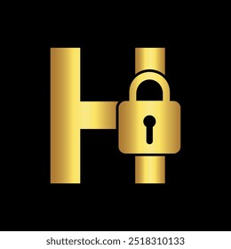 Initial Lock Logo combine with letter H vector template