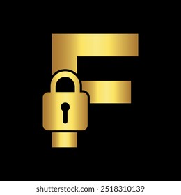 Initial Lock Logo combine with letter F vector template
