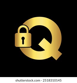 Initial Lock Logo combine with letter Q vector template