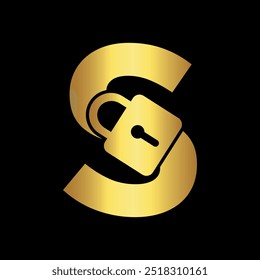 Initial Lock Logo combine with letter S vector template