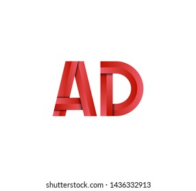 Initial logo 2 letters red vector AD