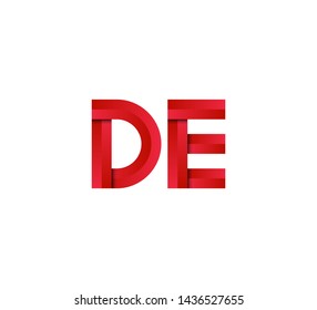 Initial logo 2 letters red vector DE