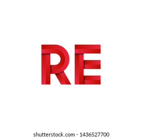 Initial logo 2 letters red vector RE