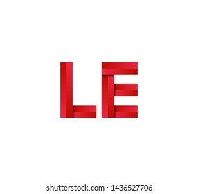 Initial logo 2 letters red vector LE