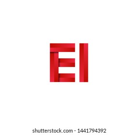 Initial logo 2 letters red vector EI