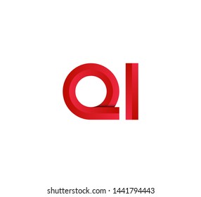 Initial logo 2 letters red vector QI