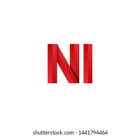 Initial logo 2 letters red vector NI