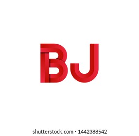  Initial logo 2  letters red vector BJ