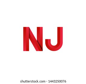 Initial logo 2 letters red vector NJ